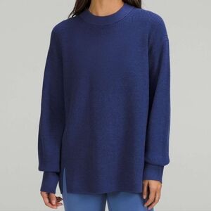 LULULEMON Merino Wool-Blend Ribbed Crewneck Sweater Heathered Psychic 2022 Sz 6